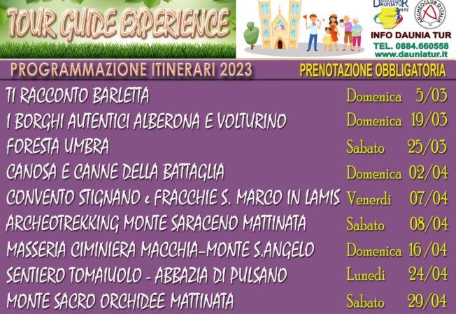 Locandina programmazione Inverno Primavera 2023 Daunia TuR APS - ArcheoClub APS modificata